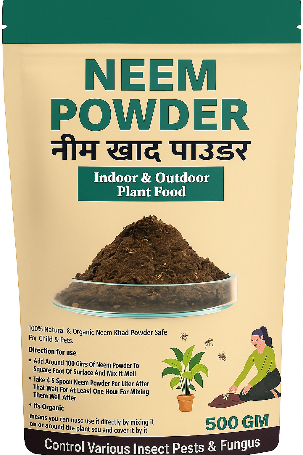 Oswal Osovita gold Humic,Fulvic,Amino Acid with Liquid Seaweed Based Bio-Extract 100 ml with Neem Cake Powder 250 gm and Free Gloves