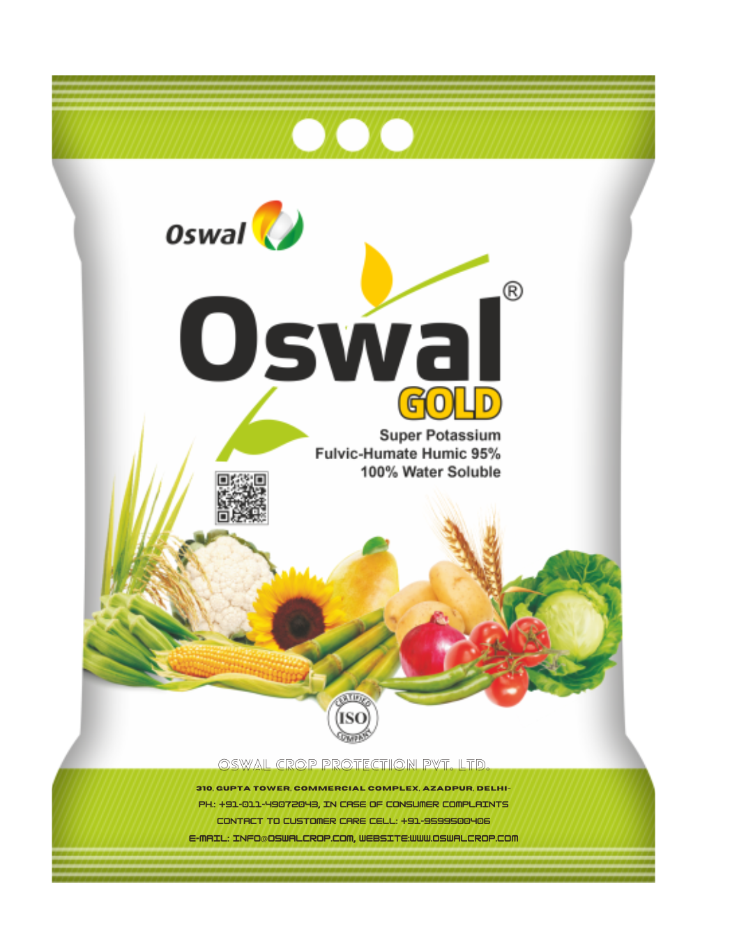 Oswal Gold Super Potassium Fulvic- Humate 100% Water Soluble for Crop Protection | Humic Acid (95%) for Plant | Growth Enhancer, Soil Conditioner, Improves Plant Root System(500gm)