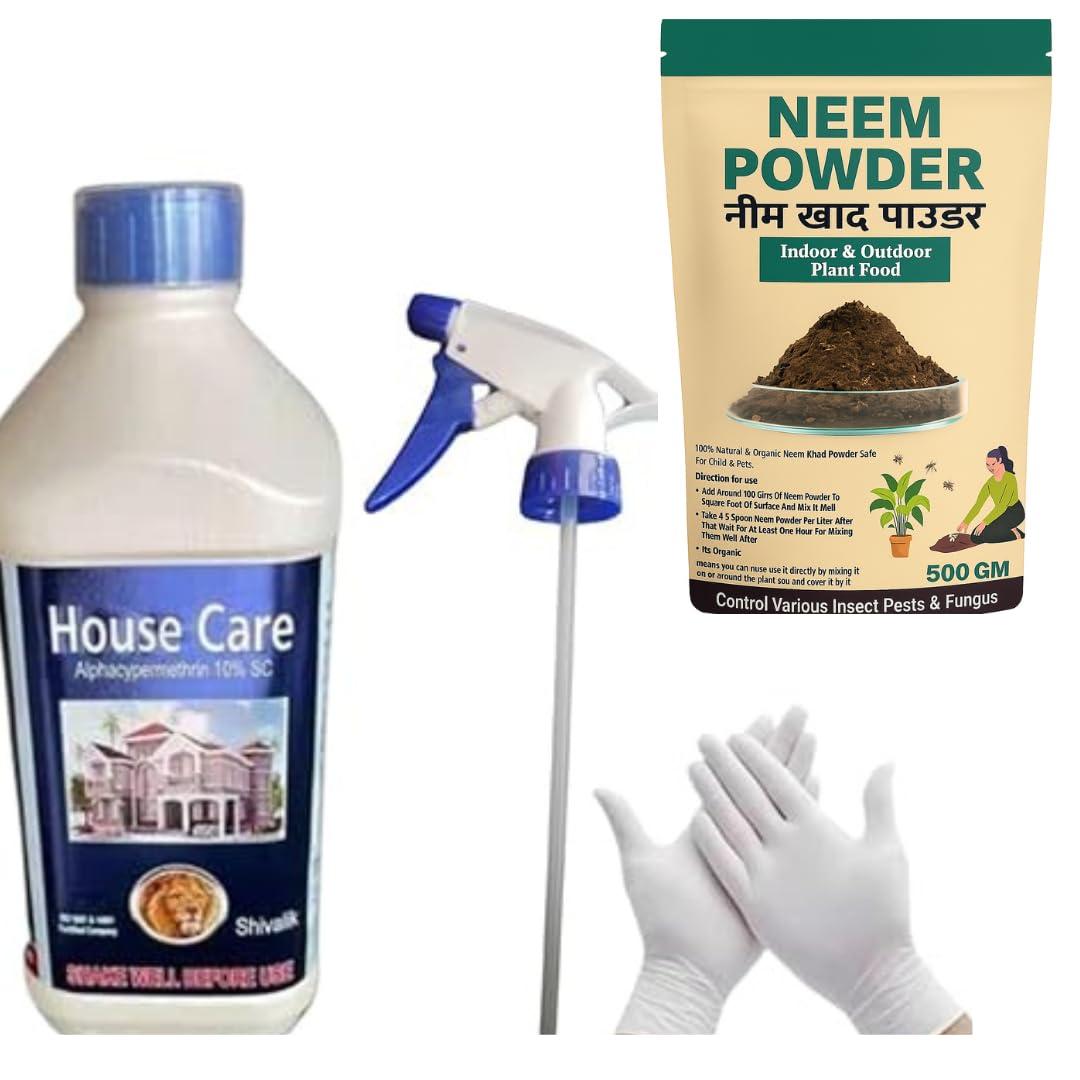House Care (1 liter) with trrigers with 500gm Neem Khad Powder and free gloves